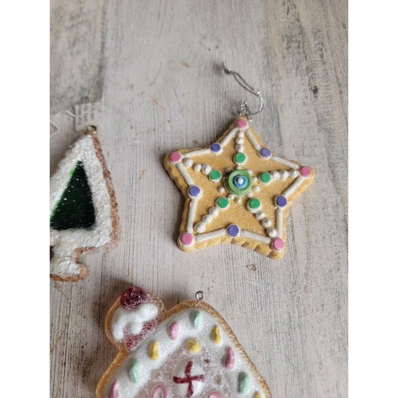 Glitter cannon falls gingerbread house Cookie Tree star set ornament Xmas - Picture 4 of 8